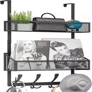 카이퍼티 오버 더 도어 훅 정리함 코트 랙 수납 행거 타월 백 오브 욕실 침실 주방 사무실(블랙 3단)