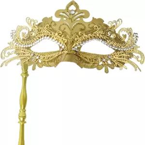 스틱 베네치아 황금 마스크 마디 그라 장식이 있는 프리티쇼 가면 여성용 할로윈 코스튬