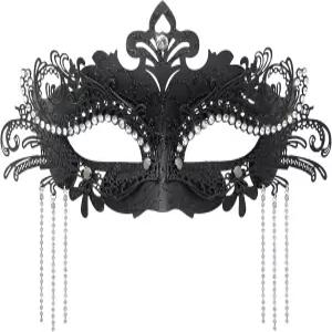 라인스톤 체인이 달린 코드즈 여성 가면극 카니발 파티 의상 가면을 위한 베네치아 가면 마르디 그라 장식