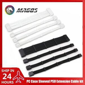 PC 케이스 슬리브형 PSU 연장 케이블 키트 ATX 전원 코드 4 in 1 18AWG 24핀/ VGA 6+2핀/ CPU 4+4핀 전송