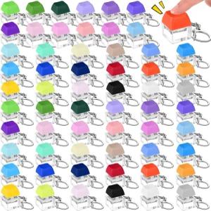 키보드 피젯 장난감 클리커 열쇠고리 감압 버튼 스트레스 해소 선물 (활발한 색상 60개)