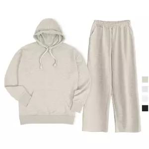 폴앤폴 베이직 오버핏 후드 밴딩 트레이닝팬츠 상하세트