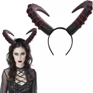 고딕 데몬 혼 헤드밴드 헤드피스 데빌 헤드드레싱 레드 여성 남성 할로윈 코스튬 액세서리