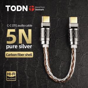 TODN OTG 오디오 케이블 Hifi USB  C ~ 5N 순수 실버 도체 탄소 섬유 쉘 휴대용 DAC 헤드폰 증폭기