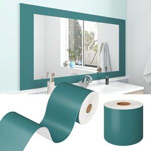 게시판용 WESTICK 청록색 거울 프레임 테두리 필 앤 스틱 두꺼운 무광 벽지 방수 욕실 침실 교실용 탈착식 테이프 3.94