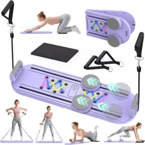 필라테스 보드 리포머 여성용 세트 4 in 1 접이식 장비 타이머 홈 운동 피트니스 Ab 코어용 휴대용 기계