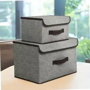 린넨 리빙박스 2종세트 그레이 펜트리 정리함 장난감