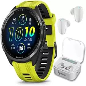 웨어러블4U - 가민 포러너 965 경량 티타늄 47mm AMOLED 디스플레이 최대 23일 배터리 수명 트라이애슬론