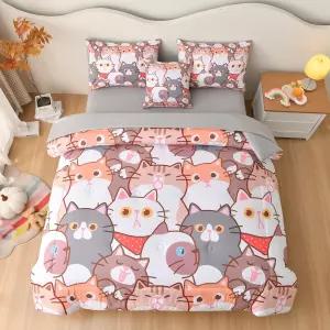 여아를 위한 DORCAS 6개 고양이 풀 침구 세트 여아 청소년을 시트가 포함된 이불