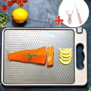 [과도/감자칼증정] 야무진살림 스텐 304 양면 향균도마 컷팅가이드 칼갈이