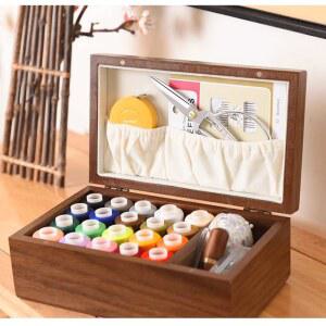 원목 반짇고리함 우드 바늘 반짓고리 받짓고리상자 반짇고리 월넛 바느질보관함 공방 다목적