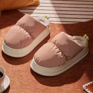따뜻한 패딩 홈슈즈 여성 통굽 키높이 겨울 실내화 겨울실내화 여자슬리퍼