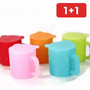 어린이집 손잡이 양치컵 깨지지않는 실리콘 유아 물컵 위생  1+1
