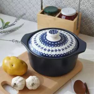 북유럽풍 블루패턴 찌개요리 뚝배기 그릇 생활용품 국밥 가정용 계란찜 내열 전골