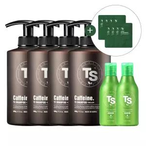[TS트릴리온]TS 카페인 샴푸 500g 4개 + 프리미엄 TS 샴푸 100g 2개 + 저스트 TS 샴푸 샤쉐 6g 8개
