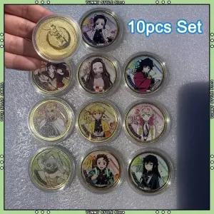 귀멸의칼날 귀멸 칼날 캐릭터 수집용 동전 기념 배지 금속 공예품 애니메이션 휴대용