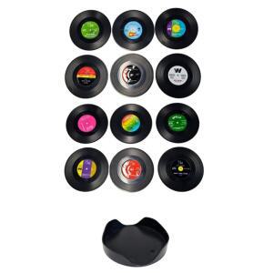 LP판 모양 컵받침대 12개세트 재즈카페 원형 코스터