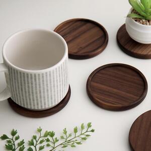 호두나무 원형 컵받침 2개 예쁜 원목 커피 찻잔 패드