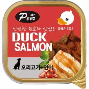 애견간식 영양 통조림 피어 사각캔 오리고기+연어100g 강아지간식 애견간식