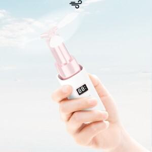 립스틱 모양 휴대용 미니 소형 호환 선풍기 USB 파워뱅크 플래시라이트 및 LED 디스플레이 포함