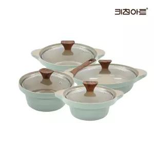 키친아트 와이즈 IH 인덕션용 세라믹코팅 냄비세트 4종B(편수18+양수16+20+전골24)