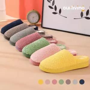 파스텔 겨울 방한 털실내화 사무실 거실화 슬리퍼 층간소음 털슬리퍼