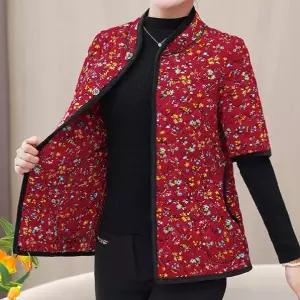 겨울 촌캉스 꽃무늬 김장조끼 반팔 솜 할머니 따뜻한