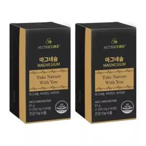 뉴트리코어 마그네슘 MAGNESIUM 국산 쌀 건조효모 근육 눈떨림 60정 2개 MJ