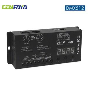 CENFAYA 고출력 DMX LED 컨트롤러 5채널 10A/채널 512 디코더 디머 드라이버 DC12V-24V MAX 1200W RGBCW 스