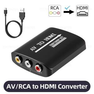 HD 1080P AV to HDMI RCA 컨버터 어댑터 (플스호환/플스호환/xbox호환 360/Wii호환/N64 콘솔용) USB 케이블