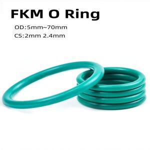 녹색 FKM O 링 OD5mm  70mm x 2mm2.4mm 두께CS 내유성 산 및 알칼리 밀봉 개스킷 1020 개