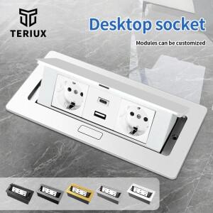 USB 포트가  접이식 팝업 바닥 콘센트 박스 - 책상사무실용 가정 및 회의실용 매립형 전기