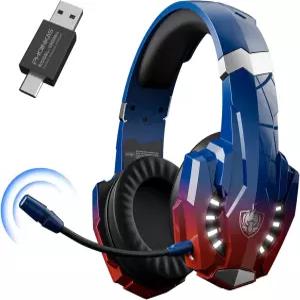 PS5 PS4 PC 스위치 게이밍 오버 이어 무선 헤드폰용 24GHz 헤드셋 노이즈 캔슬링 마이크 71 스테레오