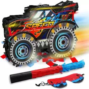 소년 생일 파티 장식용 스틱과 눈가리개가 달린 몬스터 트럭 피나타 자동차