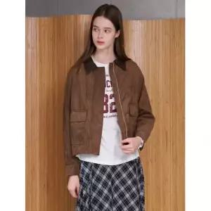 BNX 카라 배색 스웨이드 긴팔 자켓 (BX3JK004L0) 354914