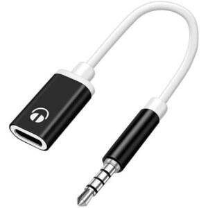 [미국배송] DWWWW 블랙 헤드폰 잭 어댑터 3.5MM 남성용에서 TYPEC 여성용 오디오 케이블 코드 USB C에서 AUX 동글 MP3 CD 플레이어 헤드폰 이어버드 및 액세서리와 호환 가능
