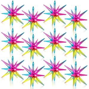 12개의 PCS 스타 버스트 풍선, 14포인트 컬러풀 원피스 3D 스파이크 콘 마일라 크리스마스, 생일, 결혼식, 파티 용품을 위한 빅 22인치 포일 풍선