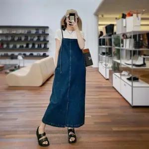 데님 멜빵 오버핏 길이조절 청 롱 유니크 간절기 사계절 원피스