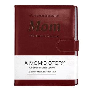 250개 이상의 신속한 질문이 포함된 아트매그 엄마의 인생 이야기 저널, 생일 날 크리스마스를 맞아 추억을 공유할 수 있는 가족 기념 책 가죽 커버 빨간색
