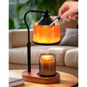 타이머 가능한 카홈 3-in-1 캔들 워머 램프, 히말라야 소금 램프 및 , 여성용 선물, 하우스 워밍 선물 새 홈 데코, 병 캔들용 멜트 2개 전구