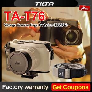 TILTA TA-T76 빈티지 카메라 케이지 라이카 Q3 28/43 여행 키트 블랙 우든 핸들 L자형 가죽 핫슈 엄지 그립