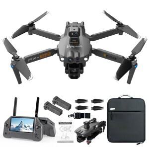 2026년 업그레이드된 카메라 장착 드론 4K, 7.2인치 터치스크린 리모컨 FPV 드론, 비행 시간 100분, 3축 짐벌 & EIS, GPS 자동 복귀, 팔로우 미, 6마일 주행 거리, 페이로드 드롭, 장거리 전문 드론(블랙-2 배터리)