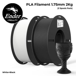 Creality PLA 필라멘트 1.75mm 3D 프린터 2kg 대부분의 FDM 적합 흰색 및 검정색 값 팩 스풀