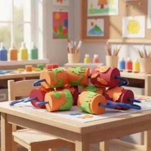 캐스B 롤리롤러 스탬프 유아미술 도장 찍기놀이 패턴 모양 롤링 스템프 물감놀이 (5p)