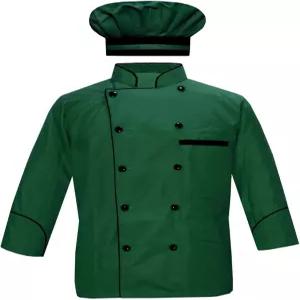 남성 셰프 재킷 풀 슬리브 멀티 컬러 코트 블랙 파이핑 무료 캡 포함