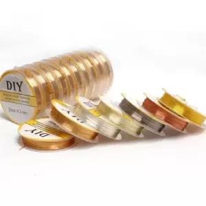 얇은철사 14K 골드 코팅 구리 와이어 팔찌 목걸이 컬러패스트 비딩 쥬얼리 스트링 파인딩 03-08mm