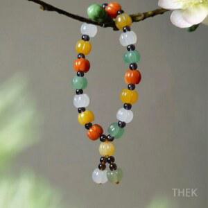 호박옥 팔지 염주 천연 펜던트 파인 단순 스틸 연꽃 정통 소원 티타늄 선물 쥬얼리