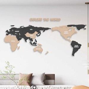벽걸이 대형 세계지도 터 배경 세계지도 벽장식 골드프레임 월드맵 120x60 접착