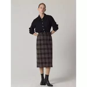 [하프클럽/오조크]체크 패턴 하프밴딩 H라인 스커트 (택가격 85000원)