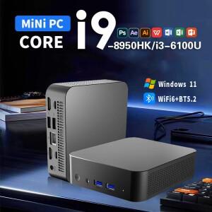 미니 소형 PC 윈도우 11 프로 코어 i9-8950HK/i3-6100U 16GB DDR4 1TB SSD 오피스 게이머 컴퓨터 WIFI 6 BT